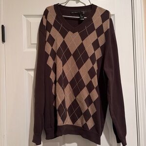 Axcess Men's V-Neck Argyle Sweater - Brown and Tan